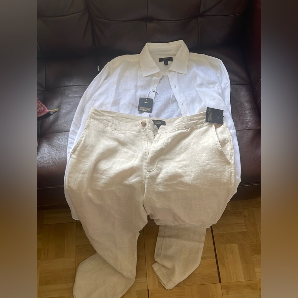 Beautiful set for summer time,100% linen shirt and pans.brand new.